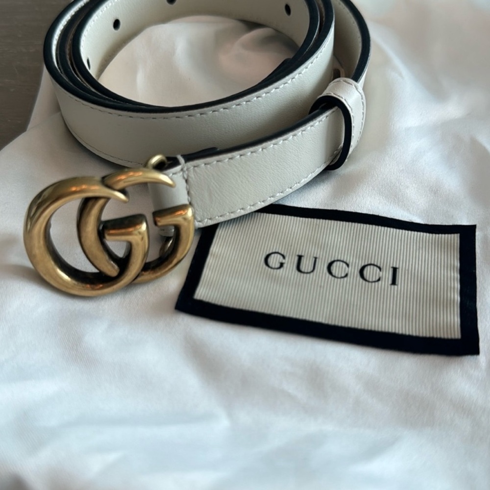 THIN GUCCI MARMONT BELT IN IVORY SIZE 75 CM